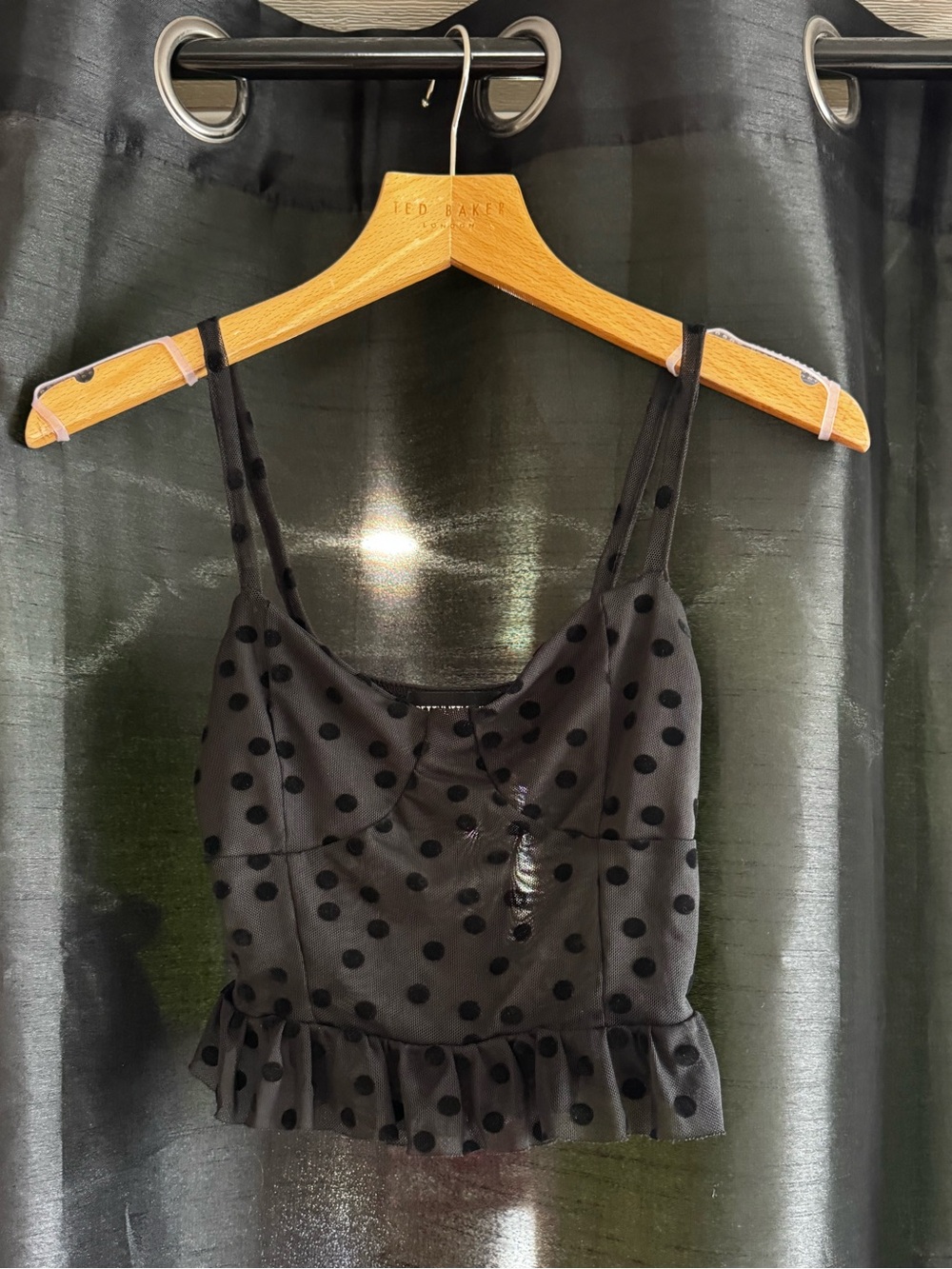 PLT Black Sheer Polka Dot Camisole